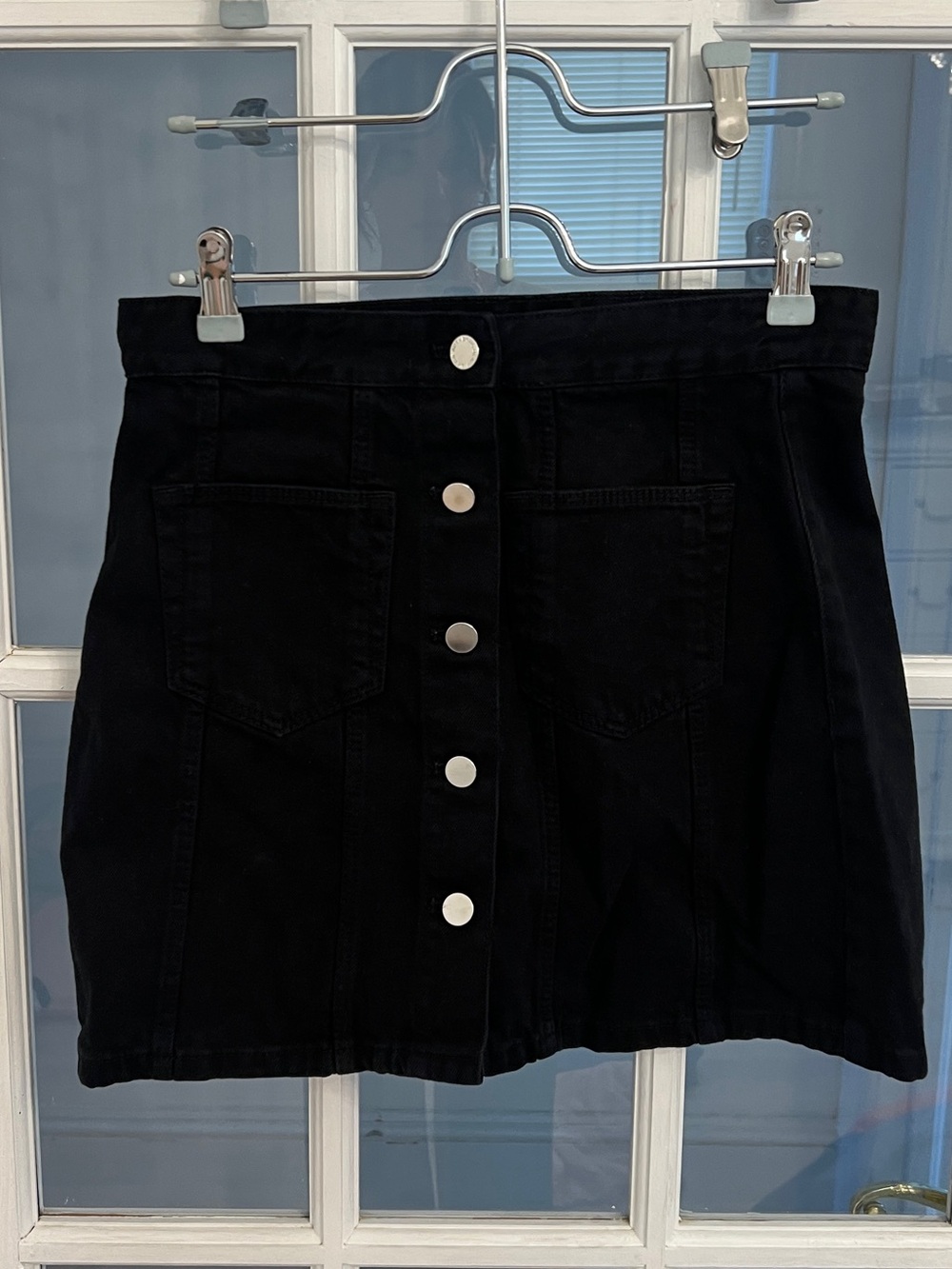 ZARA Women’s Black Denim Button Down Mini Skirt Size M
